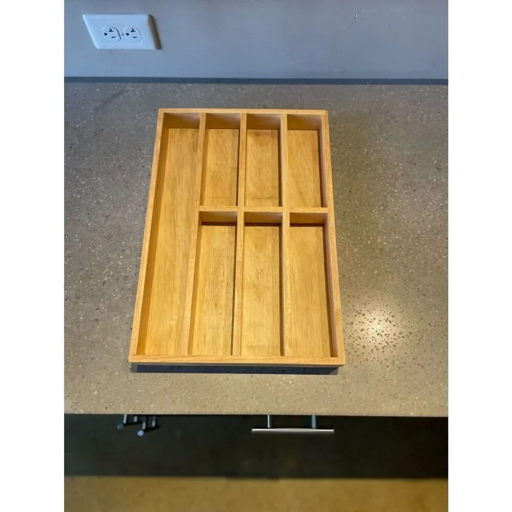 Bamboo Wooden Cutlery Drawer Organizer - Natural Wood